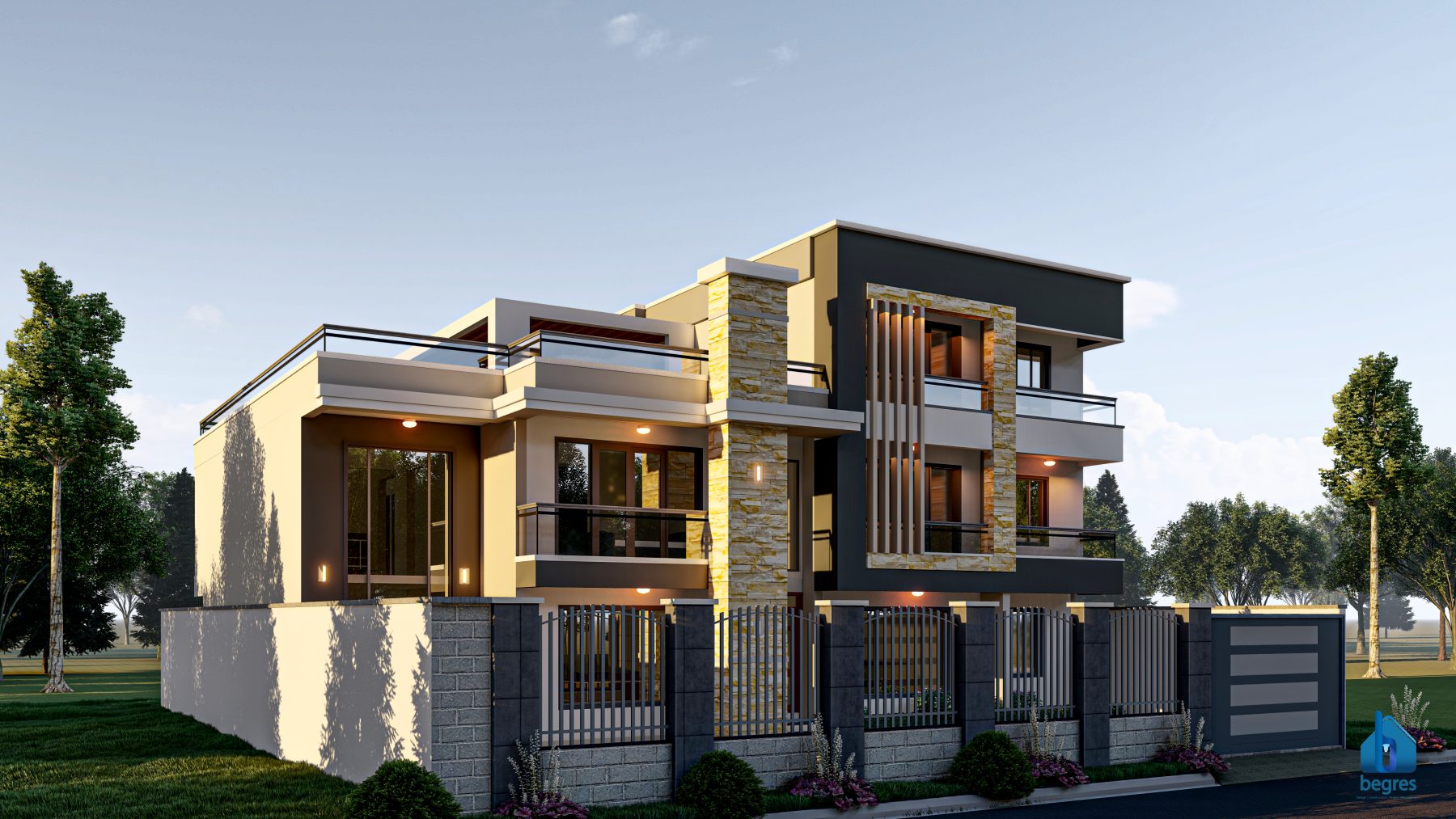 Three-unit duplex